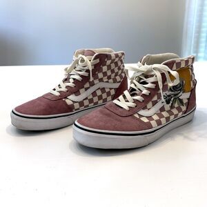 Vans Women's Skateboard High Top Pink Checked Rose Lace‎ Up Sneakers Size 9.5